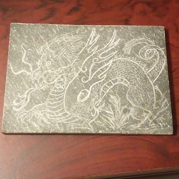 Hand Crafted Other - Handmade Etched Dragon Slate Plaque